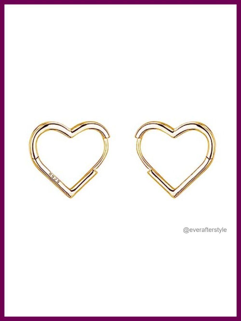 925 Sterling Silver Heart Hoop Earrings Minimalist Sleeper Huggie Earrings